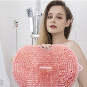 Silicone Integrated Shower Pad with Suction Cups Anti-Slip Bath Mat for Foot & <b>Back</b> Rubbing Wet <b>Scrubbing</b> Tool - Product Image 5