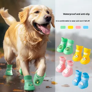 Botas de Lluvia de Silicona con Dibujos Animados de Golden Retriever de Raza Grande, Antideslizantes, Impermeables, Resistentes al Desgaste, Zapatos <span class=keywords><strong>para</strong></span> Perros <span class=keywords><strong>para</strong></span> Todas las Estaciones, China - Product Image 2