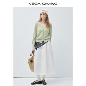 VEGA CHANG Falda Preencogida Estilo Francés Minimalista, Rejuvenecedora, Esencial para Combinar en Capas, Primavera/Verano - Product Image 3