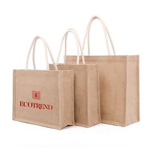 Sac fourre-tout en jute imperméable avec impression personnalisée, support robuste, laminage interne, vente en gros d'usine - Product Image 1