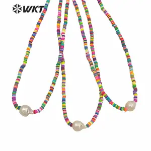WT-JN131 Großhandel Lady Fashion Bohemian Vintage Style Multi Farbe Perlen Choker Halskette 16 Zoll Long Strand DIY Perlenkette