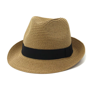 Bán buôn biểu tượng tùy chỉnh fadora thiết kế mới ngắn vành Trilby giấy sombrero Panama Fedora mũ rơm cho nam giới phụ nữ unisex mùa hè - Product Image 4