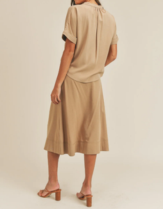 Conjuntos de Lino y Algodón OEM ODM, Conjunto de Falda con Cintura Ajustable para Mujer, Primavera Verano, Conjunto de 2 Piezas, Conjunto Casual Diario para Mujer - Product Image 2