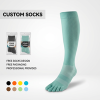 Chaussettes de course légères sur mesure à 5 doigts pour le baseball, chaussettes de compression longues haute performance pour adultes