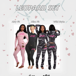 Ensemble 2 pièces contrastées léopard pour femmes veste à capuche à manches longues pantalon évasé skinny extensible pour l'automne pantalon haut à la mode costumes - Product Image 2