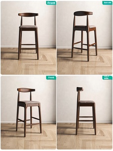 Taburete <span class=keywords><strong>de</strong></span> Bar <span class=keywords><strong>de</strong></span> Madera Maciza <span class=keywords><strong>de</strong></span> Fresno Nórdico con Respaldo <span class=keywords><strong>de</strong></span> Cuerno <span class=keywords><strong>de</strong></span> Buey, Taburete Alto Moderno y Sencillo para <span class=keywords><strong>Cocina</strong></span>, Isla <span class=keywords><strong>de</strong></span> <span class=keywords><strong>Cocina</strong></span> o Bar en Casa - Product Image 2