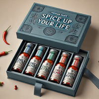 Boîte d'emballage de luxe en carton biodégradable de qualité alimentaire pour assaisonnements, sauces piquantes et épices, avec insert en EVA, marque distributeur