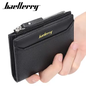 TS fashion small pu leather money clip wallet card holder coin purse for man