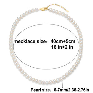 女性のための新しい白い淡水養殖真珠ネックレス<span class=keywords><strong>18k</strong></span>ゴールドステンレス鋼バックルチョーカーパールジュエリーアニバーサリーギフト - Product Image 2