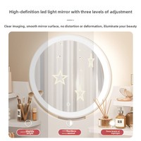 Table de toilette moderne minimaliste en bois pour chambre de fille avec miroir de maquillage intégré et éclairage pour petits appartements
