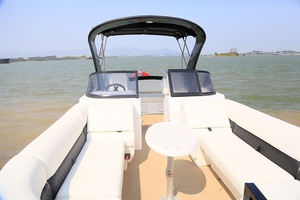 Kinocean-Pontón de fibra de vidrio de lujo de 27 pies, <span class=keywords><strong>barco</strong></span> de <span class=keywords><strong>8m</strong></span> de longitud con tumbona trasera para turismo, crucero, pesca, motor fueraborda opcional - Product Image 4