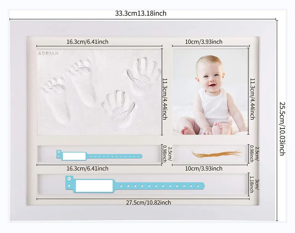 Handprint & Footprint Keepsake Photo Frame Kit Wall/Table Wood Picture Frame