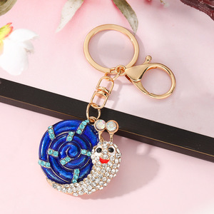 Creative Enamel Snail Keychain Sparkling Rhinestone Inlaid <b>Metal</b> <b>Key</b> <b>Ring</b> Cute Animal Pendant Car Keychina Bag Charm Wholesale - Product Image 5