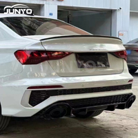 Kit carrosserie Junyo de haute qualité, mise à niveau vers le kit carrosserie Rs3 avec lèvre avant et arrière et diffuseur arrière pour les modèles Audi A3 2021-2024
