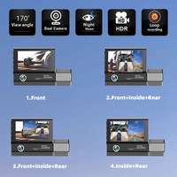 Caméra de tableau de bord de voiture HD 1080p à 3 objectifs avec écran IPS de 3 pouces, vision nocturne et contrôle par application - NOVUS NDC007