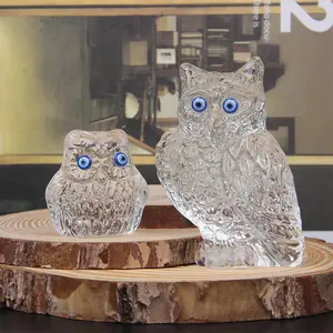 Large Christmas Table Decoration Animal Sculpture Crystal Glass Owl Figurine