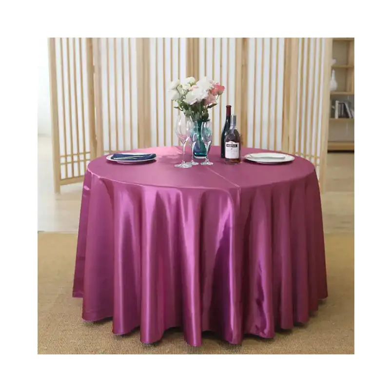 Mantel de novia plain dyed 100% polyester R120 round satin table cover bridal table cloth party decor tablecloth