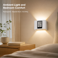 Lampu Dinding Magnetik Nirkabel Isi Ulang dengan Sensor Gerak PIR dan Tampilan Suhu Kelembaban untuk Kamar Tidur, Lorong, dan Apartemen Rumah