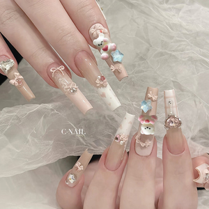 Breloques 3D en résine en forme de cœur d'ours, décorations d'ongles mignonnes de dessin animé à empiler pour la manucure - Product Image 4