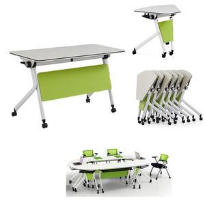 Table de réunion portable à roulettes pour salles de conférence, table de conférence moderne pour bureaux commerciaux, plateau en bois long - Product Image 2