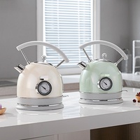 Bouilloire Électrique Rétro 1,8L 1800W en Acier Inoxydable avec Thermomètre Intégré et Arrêt Automatique – Idéale pour la Maison et la Voiture (Vente en Gros)