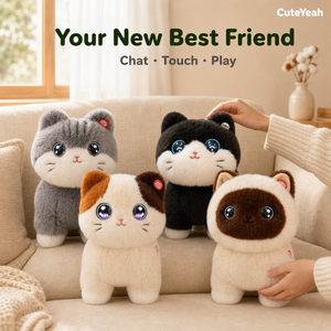 Peluche interactive électronique Montessori en forme de chaton, jouet doux pour enfants, filles et garçons, chambre, crèche, maison - Product Image 1