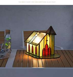 Lámpara de mesa Tiffany estilo Retro americano lámpara de escritorio de vidrieras de lujo <span class=keywords><strong>para</strong></span> sala de estar dormitorio Flexible AC Power E26 novedad - Product Image 4