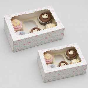 Custom Printed Paper Insert Cupcake Packaging Boxes 6 Hole With <b>Window</b> - Product Image 1