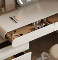 Meuble de chambre à coucher en forme de L, design simple, ensemble coiffeuse avec miroir LED et tiroirs