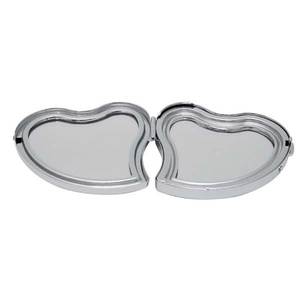 Chromed 2x Foldable Cosmetic <b>Mirror</b> 1x Magnification Portable Double Sided Digital <b>Small</b> Cap Rounded Heart Design for Promotions - Product Image 2