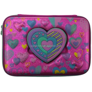pink 3D full printed eva pencil case box with mirror for girls