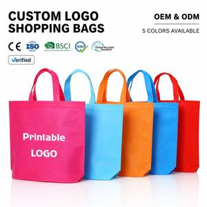 Sac de shopping réutilisable en non-tissé avec logo personnalisé, poignée longue, imprimable, 5 couleurs - Product Image 1