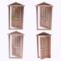 Mini porte de maison de poupée en bois avec toit pointu, modèle de porte miniature ouvrable, accessoires de meubles DIY pour la décoration artisanale en bois