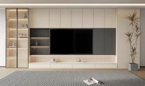 Gabinete de pared de fondo de TV minimalista moderno soporte de madera con mármol para sala de estar y muebles para el hogar de hospital - Product Image 6