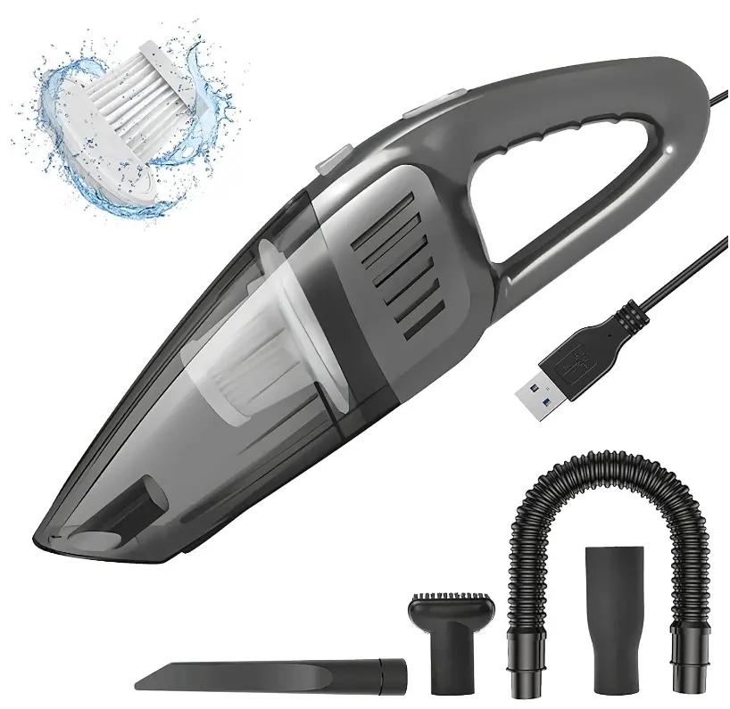 Aspirateur de voiture à main manuel, appareil à recharge USB et accessoires, aspiration 900ml