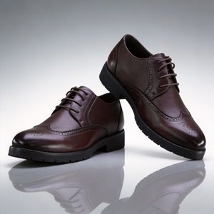 أحذية رجالية أنيقة من كاكواتا بتصميم بروغ للمناسبات الرسمية والعملية، أحذية أكسفورد من الجلد الصناعي برباط - Product Image 1