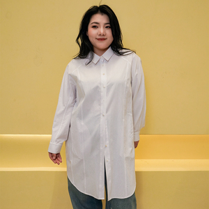 Camicia da donna <span class=keywords><strong>taglie</strong></span> <span class=keywords><strong>forti</strong></span>, semplice, casual, ampia, con spalle scese, per primavera e autunno, 200 Pounds - Product Image 3