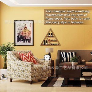 Cross-border wooden <b>wall</b>-<b>mounted</b> <b>shelf</b>, simple decorative multi-layer wooden display rack, living room <b>wall</b>-<b>mounted</b> triangular - Product Image 2