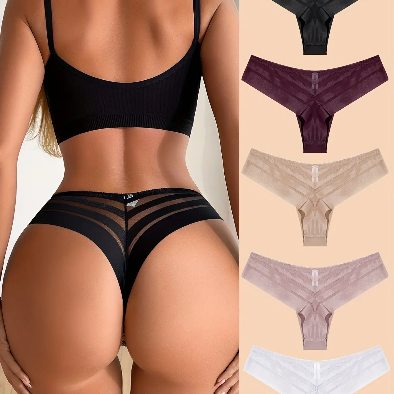Wholesale Seamless Thongs for Women No Show Wavy Edge Side Sexy Women's Thong panties Ladies Underwear