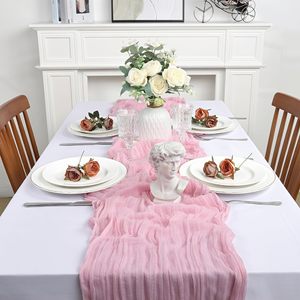 Pink Cheesecloth <strong>Table</strong> <strong>Runner</strong> Sage Green Boho Dining Wedding Party Event Decoration Cheese Cloth Fabric <strong>Table</strong> <strong>Runner</strong> - Product Image 3