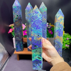 Piedras Preciosas Naturales al por Mayor: Torre Grande de Azurita, Malaquita y <span class=keywords><strong>Crisocola</strong></span>, Varita de Cristal para Decoración del Hogar - Product Image 4