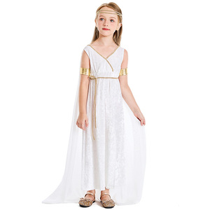 Disfraz de Diosa Griega Blanca para Niñas, Vestido Largo con Capa y Diadema para Halloween - Product Image 1