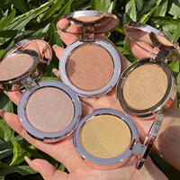 Palette de surligneur végétalien personnalisée haute brillance, poudre illuminatrice pressée scintillante de luxe pour le visage, maquillage en marque privée