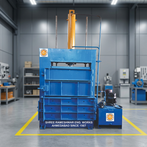 Presse à balles hydraulique pour vêtements usagés, avec système de levage de caisses, compacteur bleu pour recyclage de déchets - Product Image 2