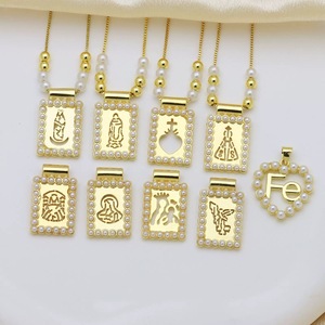 BD-B9061 Collier religieux délicat avec pendentifs <span class=keywords><strong>Vierge</strong></span> Marie, Cœur, Lune, Football, <span class=keywords><strong>Zodiaque</strong></span>, plaqué or 18 carats, Tendance - Product Image 1