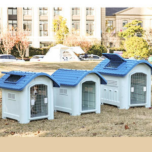 Cage pour chien d'extérieur avec plateau en plastique pliable résistant aux intempéries, écologique, facile à assembler, maison pour chien pliable pour chiens - Product Image 1