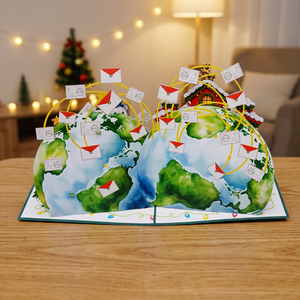 Tarjeta de Navidad 3D Pop-Up Hecha a Mano con Impresión Offset, Oficina Postal del Polo Norte y Tren de Osos Polares, Tarjeta de Felicitación Navideña - Product Image 5
