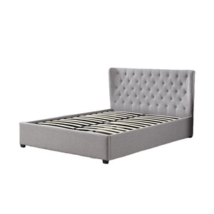 Marco de cama de madera de tamaño king para dormitorio, <span class=keywords><strong>muebles</strong></span> modernos de lujo con botones, cabecero curvo, venta al por mayor de <span class=keywords><strong>fábrica</strong></span> - Product Image 1