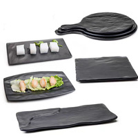 Plats de service en mélamine de haute qualité, grands, pour la restauration, avec poignée, noirs, incassables, ensembles de plats en mélamine pour restaurant