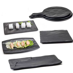 Plats de service en mélamine de haute qualité, grands, pour la restauration, avec poignée, noirs, incassables, ensembles de plats en mélamine pour restaurant - Product Image 4